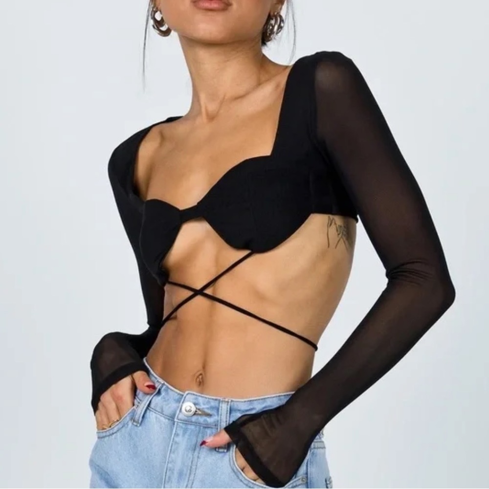Princess Polly Mesh Black Bra Top